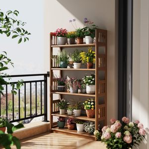 Estantería Abierta de Cinco Niveles, Moderna, de Madera Natural, para Estudio, Oficina, Sala de Estar, Estante de Almacenamiento Independiente - Product Image 6