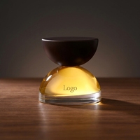 Flacon pulvérisateur de parfum en verre transparent de luxe personnalisé avec couvercle en bois, 30 ml, 100 ml, emballage en boîte