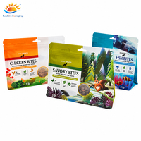 Sachet d'emballage personnalisé pour aliments pour animaux de compagnie avec fermeture éclair, fond plat, pour croquettes, friandises et snacks pour chiens, avec fenêtre