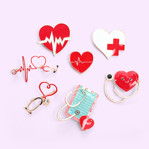 Pin Enamel Stetoskop Detak Jantung, Bros Elektrokardiogram Medis Custom, Lencana Kerah Tas, Perhiasan Kartun, Hadiah untuk Anak-Anak dan Teman - Product Image 2