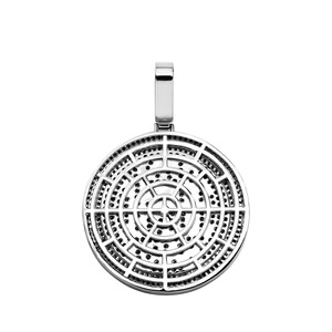 Collar de latón dorado para hombre con colgante redondo 'Stay Humble Hustle Hard' y circonita cúbica baguette, estilo 'Iced Out', cadena de cuerda, regalo de joyería - Product Image 4