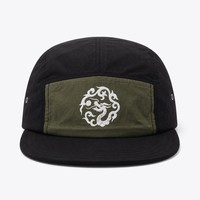 Casquette de camionneur à 5 panneaux en polyester recyclé avec logo personnalisé, panneau avant plat, réversible et ajustable