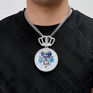 Round Crown Photo <b>Locket</b> Hip Hop Pendant Custom Plated Prong Setting 925 Silver Moissanite Concert Bling Iced Out Fine Chain - Product Image 5