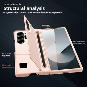 เคสโทรศัพท์ Huanmin Factory สำหรับ Samsung ZFold ลด 40% หน้าจอพับได้ ดีไซน์เรขาคณิตใหม่ พร้อมช่องใส่ปากกาแม่เหล็ก น้ำหนักเบา - Product Image 2