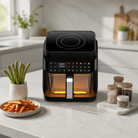 Friteuse à air et cuisinière à induction 2 en 1 noir mat avec fenêtre de visualisation en verre et écran tactile numérique pour petite famille