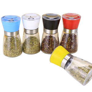 High quality factory price mumu kitchen tools manual salt glass jars plastic grinder pepper mill