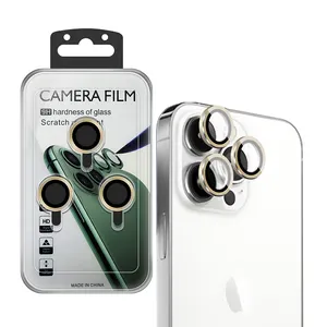 Pelindung Lensa Kamera Cincin Aloi Aluminium untuk iPhone 14 13 Pelindung Layar Tempered Lensa Kamera