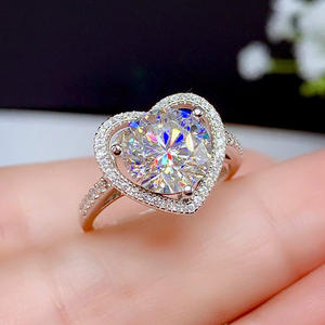 Bague de fiançailles en cristal en forme de cœur F1150, en argent 925 plaqué rhodium, sertie pavé, bijoux pour femmes, tailles S M L XL - Product Image 4