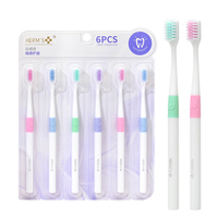 Nuevo cepillo de dientes para adultos con logotipo personalizado, cabezal pequeño, 10000 cerdas, cepillo de dientes suave para embarazadas, uso doméstico, mango de PP, juego de 6 cepillos de dientes