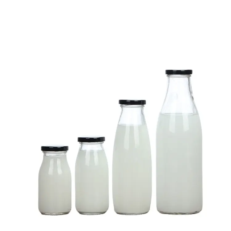 Cina fornitore di 200 ml 250 ml 500 ml 1000 ml bevanda/succo/latte bottiglia di vetro con coperchi in metallo