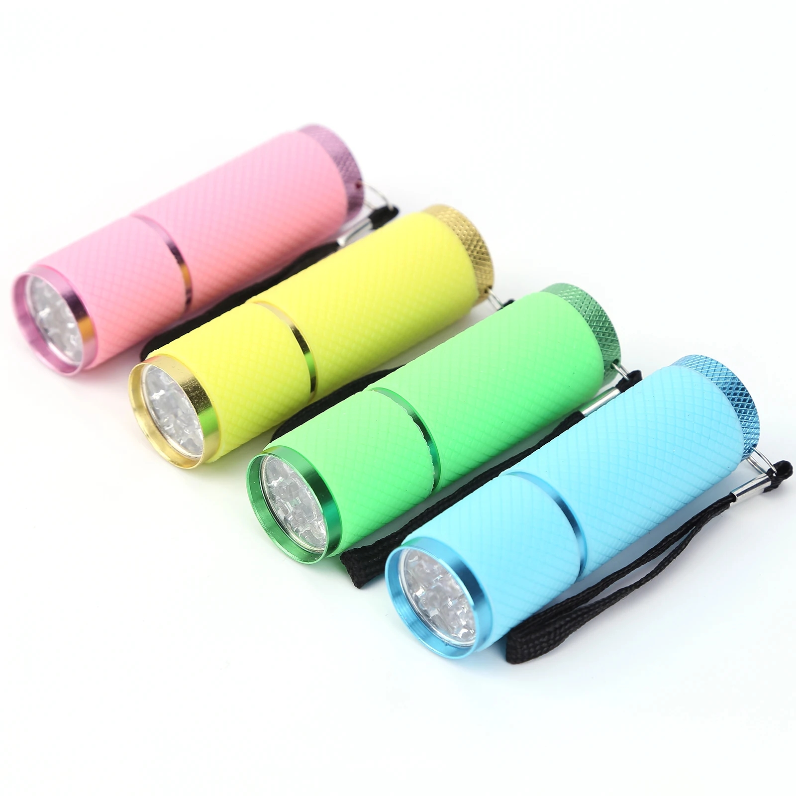 Mini torche 9 lampe de poche LED pour enfants adultes en alliage d'aluminium pêche de nuit torche LED avec lanière lumière de Camping en plein air