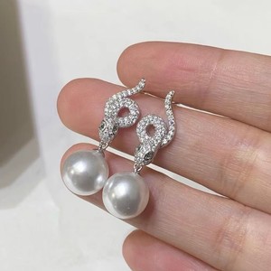 WENCHI 10809 22445 Accesorios DIY de Plata S925 para Perlas, Pendientes de Serpiente Espiritual con Bandeja Vacía para Perlas de 9-13mm, para Joyería y Ganchos de Pendientes - Product Image 4