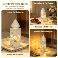 Lanterne LED en fer pour le Ramadan, décoration de maison musulmane du Moyen-Orient, Eid Mubarak, style lune, étoile, mosquée, ornement de table