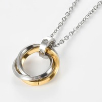 Collier pendentif en acier inoxydable avec trois cercles entrelacés pour hommes et femmes, combinaisons multicolores, breloques rondes, bijoux cadeau