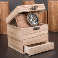 Logo personnalisé boîte oem montre automatique en bois design mécanique de luxe fait main