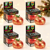 Jouet Squishy Pomme Rouge Pailletée Dorée en Maltose, Jouet Anti-Stress à Rebond Lent, Jouet Amusant pour Soulager l'Anxiété, Boîte de 12 Pièces Chacune