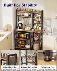 <span class=keywords><strong>Estante</strong></span> de Cocina Industrial Grande de 16 Pies Cúbicos y 5 Niveles, Soporte <span class=keywords><strong>para</strong></span> <span class=keywords><strong>Microondas</strong></span>, Estación de Cafetería con Ganchos y Soporte <span class=keywords><strong>para</strong></span> Toallas de Papel - Product Image 5