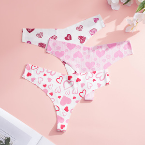 Sexy Damesroze Bloemenademende, Digitale Print, Met Hart En Patroon En Naadloze, Laagbouw Yoga Slips Met Brief S-XL - Product Image 5