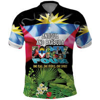 Polo del Día DE LA Independencia de Antigua y Barbuda 44th Anniversary One Flag One People One Spirit Polo para hombre Diseño de cuello