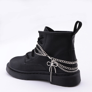 Martin Boot Shoe <b>Chain</b> With Bow Pendant Multi Layer Metal <b>Chain</b> Charm For Fashion Trend Style - Product Image 2