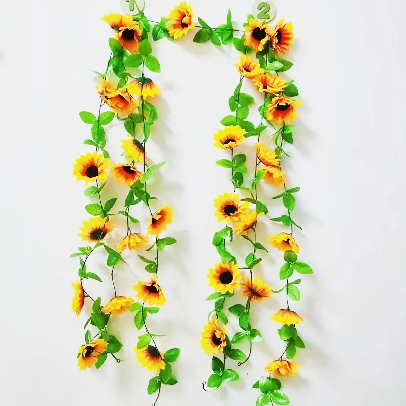 2023 Best Selling Artificial Sunflower Garland String Light Silk Sunflower Vines Fairy String Lights Bedroom Home Garden Wedding