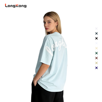 T-shirt unisexe oversize 100 % coton tricoté avec grand logo brodé personnalisé, style streetwear décontracté, coupe ample, manches courtes