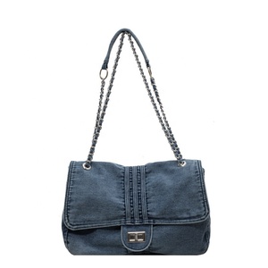 CT40 grande capacité femmes vêtements de loisirs jeans sacs style vintage dames mode sacs fourre-tout avec chaîne poignée beaux sacs à bandoulière - Product Image 6
