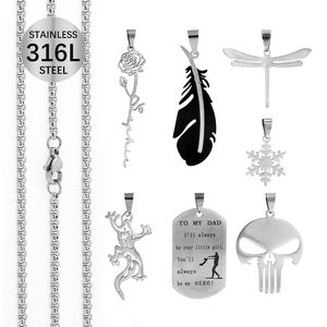 Liontin Nama Personalisasi Grosir Custom Baja Anti Karat 316L Liontin <span class=keywords><strong>Fashion</strong></span> Liontin Tengkorak Mawar Kalung - Product Image 3