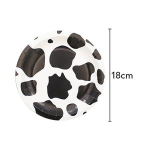 Kit de Décoration de Fête d'Anniversaire Thème Ferme Vache pour Enfants : Assiettes, Gobelets, Guirlande, Nappe et Vaisselle en <span class=keywords><strong>Papier</strong></span> Noir et Blanc - Product Image 5