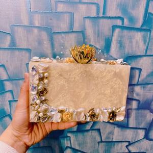 กระเป๋าคลัทช์หินแฮนด์เมดอินเดีย,กระเป๋าปาร์ตี้สวยงามกระเป๋าถือ - Product Image 3