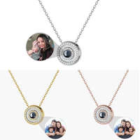 Dropshipping Collier de projection de photos personnalisé Bijoux de mode Pendentif en cercle de zircon Collier d'images