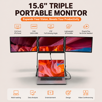 Monitor Triple de 15.6 Pulgadas FHD 1080P IPS con Carcasa de Aleación de Aluminio, Contraste de 1000:1 para Portátiles, Uso Empresarial, Windows/Mac