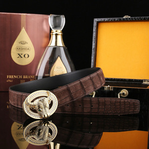 Cinturón automático de lujo hecho a medida para hombre, cuero mate de cocodrilo del Nilo teñido al agua, hebilla de acero duradera con buey del zodiaco - Product Image 4