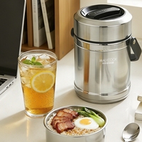 Maxcook Contenant alimentaire isotherme portable à double compartiment 1,5 L en acier inoxydable 304, boîte à lunch thermos avec poignée