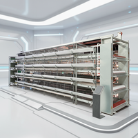 Cage à poulets automatique commerciale de type H, nouvelle génération, à 4 niveaux, empilable, en acier galvanisé, système d'élevage avicole