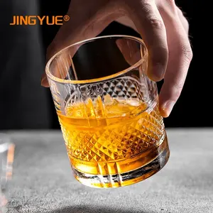 Benutzer definierte Logo Gravur Barware 315ml 10,7 Unzen altmodische geprägte Muster Liquor Whisky Glas Tasse für Rum Wodka