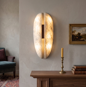 Alabaster Wall Sconce Brass Leather Natural Stone Lamp Modern Luxury Wing Shape <b>Light</b> Designer Bedside <b>Corridor</b> Hotel Lighting - Product Image 2