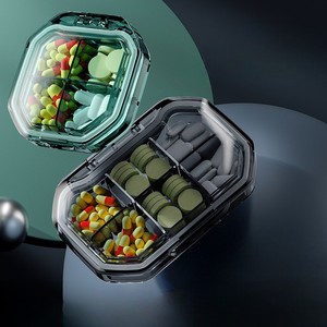 Organisateur de pilules de voyage portable à 4 compartiments en plastique, étui de transport pour médicaments quotidiens - Product Image 6