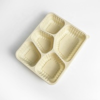Boîte à lunch biodégradable en amidon de maïs à 5 compartiments, emballage alimentaire écologique et dégradable