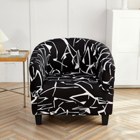 Housse de canapé sectionnel demi-lune imprimée extensible antidérapante sur mesure en gros, housse complète pour fauteuil simple pour hôtel et café