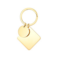 Porte-clés vierge en acier inoxydable, carré ou rond, pour gravure laser, plaques nominatives et étiquettes métalliques personnalisées polies miroir
