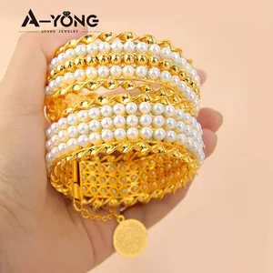 Gioielli Non appannati gioielli con moneta d'oro bracciale Ayong turco bracciale con perle naturali placcate in oro