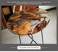 Table basse ronde en bois massif de haute qualité, imperméable, pour la maison ou le bureau, avec résine époxy transparente