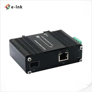 12-48V Dc Input Din Rail Industriële Grade Gigabit 60W Poe Media Converter Met 100 & 1000M Sfp Poort