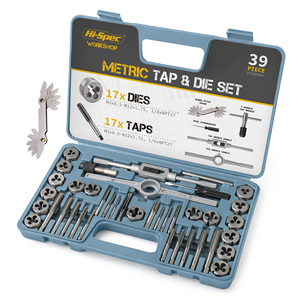 Metric <b>Tap</b> And Die Set 39 Piece M3 To M12 With <b>Handles</b> For Metal Threading - Product Image 1