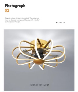 Modern 5-Blade Aluminum Dining <b>Fan</b> Lamp, Stepless Color Temperature & Dimmable LED,3-<b>Speed</b> DC Motor with Intelligent APP <b>Control</b> - Product Image 6