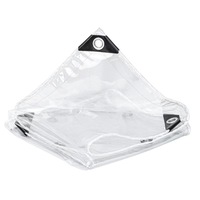 Bâche tissée en PVC enduit, transparente, 0,3 mm, robuste, résistante aux intempéries, pour extérieur, imperméable, avec œillets