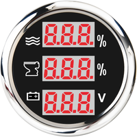 Compteur multifonction numérique 3-en-1 52 mm à panneau noir pour eau douce/eaux usées/tension 9-32V pour camping-car/bateau/voiture