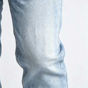 Jean en denim tricoté à double plis taille mi-haute pour homme, coupe droite classique, bleu, extensible, respirant, séchage rapide, grandes tailles 30-42 - Product Image 4