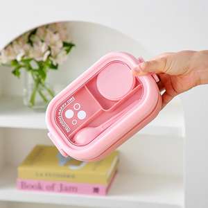 Yüksek kaliteli PP plastik bölünmüş yemek kutusu 2 bölme taşınabilir gıda konteyner öğle yemeği depolama ve hediye kullanımı için kapaklar ile - Product Image 3